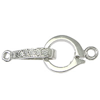 Sterling Silver Fold Over Clasp, 925 Sterling Silver, plated, micro pave cubic zirconia Approx 1mm 
