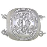 Sterling Silver Box Clasp, 925 Sterling Silver, plated, micro pave cubic zirconia Approx 2mm 