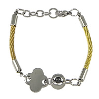 Two Tone Stainless Steel Bracelets, plated, with lobster clasp, cadmium free Approx 8 Inch 
