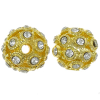 Ball Rhinestone Spacer, with Zinc Alloy, Round, plated, hollow nickel, lead & cadmium free, 12mm Approx 2.5mm 