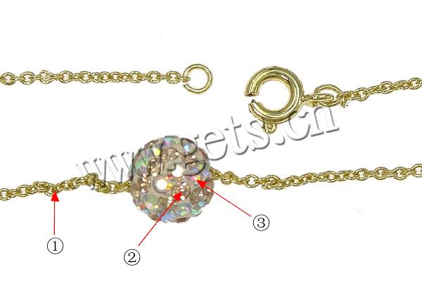 Harz Messing Halskette, mit Strass Ton befestigte Perelen, plattiert, mit 50 Stück Strass, keine, frei von Blei & Kadmium, 8mm, 1.5x1.2x0.3mm, Länge:ca. 18 ZollInch, verkauft von Strang