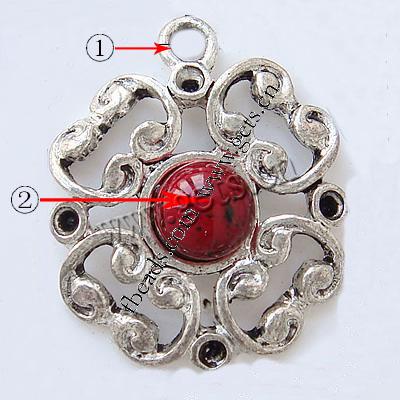 Zinc Alloy Enamel Pendants, Flower, plated, more colors for choice, 26x24x4mm, Hole:Approx 3mm, Sold By PC