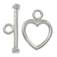 Sterling Silver Toggle Clasp, 925 Sterling Silver, Heart, single-strand 