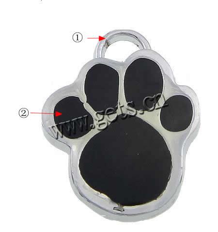 Zinc Alloy Animal Pendants, Footprint, plated, Customized & enamel, more colors for choice, nickel, lead & cadmium free, 18x22.5x2.2mm, Hole:Approx 4.2mm, Sold By PC