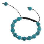 Bracelets de Woven Ball pierres précieuses, corde en nylon, avec pierre gemme & laiton, Placage de couleur platine, avec strass, plus de couleurs à choisir, 10mm Environ 7 pouce, Vendu par brin