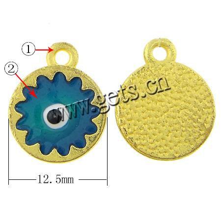 Zinc Alloy Flat Round Pendants, plated, Customized & enamel, more colors for choice, 12.5x12.5x2mm, Hole:Approx 2mm, Sold By PC