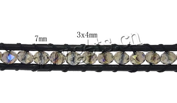 Kristall Wrap Armband, mit Kuhhaut, Messing Verschluss, 3-Strang & facettierte, mehrere Farben vorhanden, 7mm, 3x4mm, Länge:ca. 20-23 ZollInch, verkauft von Strang