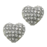Zinc Alloy Heart Beads, plated, Customized & with rhinestone & hollow cadmium free Approx 2mm 