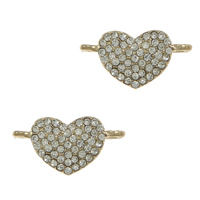Rhinestone Zinc Alloy Connector, Heart, plated, Customized & 1/1 loop cadmium free Approx 2mm 