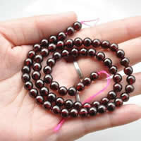 Perles en pierre grenat naturelles, Rond, Janvier Birthstone, 7mm Environ 1-2mm Environ 15.5 pouce Vendu par brin