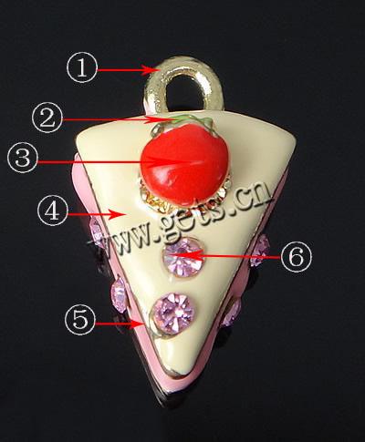 Zinc Alloy Fruit Shape Pendants, plated, enamel & with rhinestone, more colors for choice, 19x12x10mm, Hole:Approx 2mm, Sold By PC