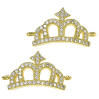 Cubic Zirconia Micro Pave Brass Connector, Crown, plated, micro pave cubic zirconia & 1/1 loop Approx 1mm 