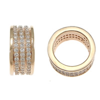 Cubic Zirconia Micro Pave Brass Beads, Rondelle, plated, micro pave cubic zirconia & large hole Approx 11mm 