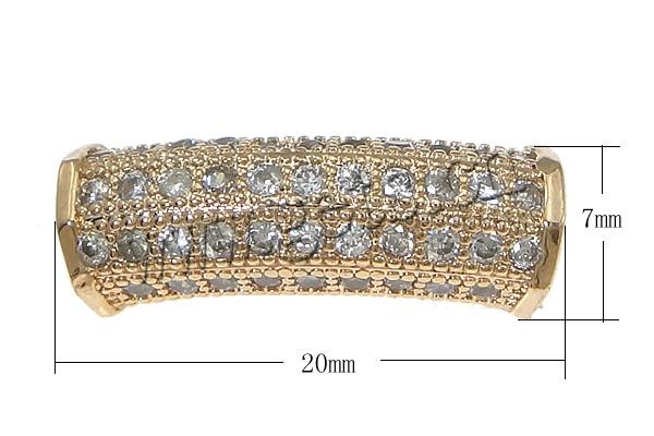 Cubic Zirconia Micro Pave Brass Beads, Tube, plated, micro pave cubic zirconia & hollow, more colors for choice, 20x7mm, Hole:Approx 3.5mm, Sold By PC