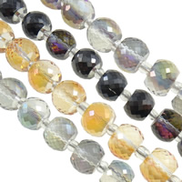 Perlas de cristal de moda, con Rocallas de vidrio, Tambor, chapado en colorido, facetas, más colores para la opción, 12x8mm, 4x3mm, agujero:aproximado 1mm, longitud:aproximado 4.7 Inch, aproximado 10PCs/Sarta, Vendido por Sarta