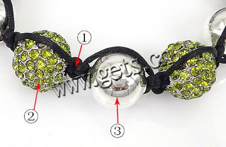 Rhinestone Woven Ball Bracelets, with Hematite & Zinc Alloy, handmade, more colors for choice, Grade A, 8-12mm, Length:Approx 7-10 Inch, Sold By Strand