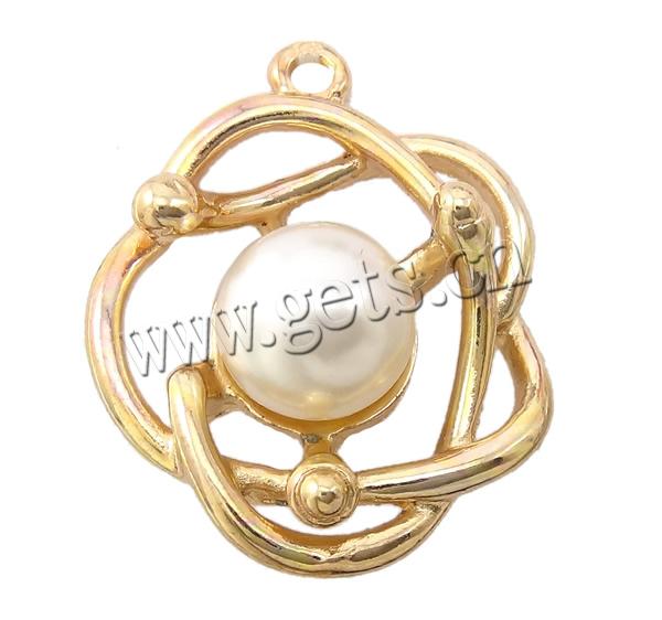 Glass Pearl Zinc Alloy Pendants, Flower, plated, more colors for choice, nickel, lead & cadmium free, 17x22x8mm, Hole:Approx 1mm, Sold By PC