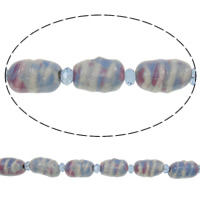 Glazed Porcelain Beads, with Crystal, Oval, stripe Approx 2mm Approx 10.5 Inch 