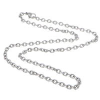 Мода нержавеющей стали ожерелье цепь, Нержавеющая сталь 304, Овальный цепь, оригинальный цвет длина:Приблизительно 17.5 дюймовый, продается Strand
