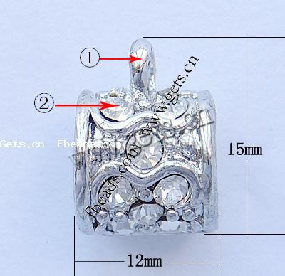 Zinc Alloy Bail Beads, Tube, plated, without troll, more colors for choice, 15x12mm, Hole:Approx 6mm, Sold By PC