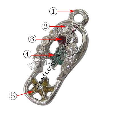 Zinc Alloy Shoes Pendants, with enamel, plated, enamel, more colors for choice, 26x10x5mm, Hole:Approx 2mm, Sold By PC