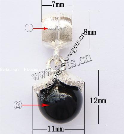 Zinc Alloy European Pendants, with Glass Pearl, plated, without troll, more colors for choice, 7x8mm,12x11mm, Hole:Approx 5mm, Sold By PC