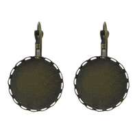 Brass Lever Back Earring Blank, Flat Round, plated Inner Approx 18mm 