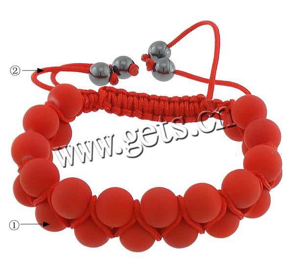 Glass Woven Ball Bracelets, Nylon Cord, with Non Magnetic Hematite, Customized & rubberized, more colors for choice, 8mm, 10mm, Length:Approx 11 Inch, Sold By Strand