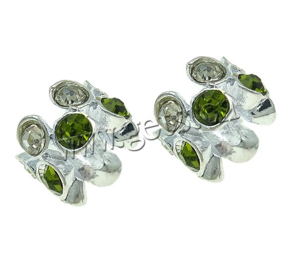 Rhinestone Zinc Alloy European Beads, Flower, plated, Customized & without troll, more colors for choice, 7x10mm, Hole:Approx 5mm, Sold By PC