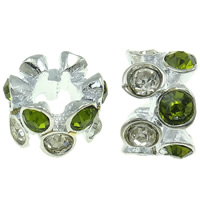 Rhinestone Zinc Alloy European Beads, Flower, plated, Customized & without troll Approx 5mm 