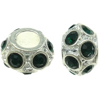 Rhinestone Zinc Alloy European Beads, Drum, plated, Customized & without troll Approx 5mm 