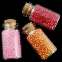 Glas-Rocailles Perle, mit Holzpfropfen & Glasflasche, gemischt, 2x3mm, 22x45mm, Bohrung:ca. 1mm, 12PCs/Tasche, verkauft von Tasche