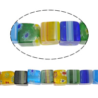 Millefiori Glass Beads, Square mixed colors Inch 