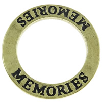 Zinc Alloy Linking Ring, word memories, plated, with letter pattern Approx 15mm 