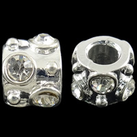 Rhinestone Zinc Alloy European Beads, Column, plated, Customized & without troll Approx 5mm 