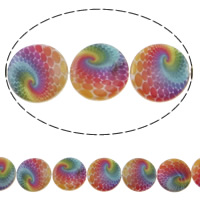 Natural Freshwater Shell Beads, Flat Round, printing, multi-colored Approx 1mm Approx 15.7 Inch  