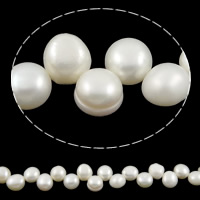 Бусины из искусственного пресноводного жемчуга в форме пуговиц, Пресноводные жемчуги, Колпак, натуральный, белый, 7-8mm, длина:15 дюймовый, продается Strand