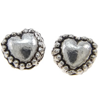 Zinc Alloy Heart Beads, plated nickel, lead & cadmium free, Grade A 