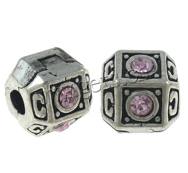 Zinc Alloy European Clip, Drum, plated, Customized & with rhinestone, more colors for choice, 12x10mm, Hole:Approx 4.5mm, Sold By PC