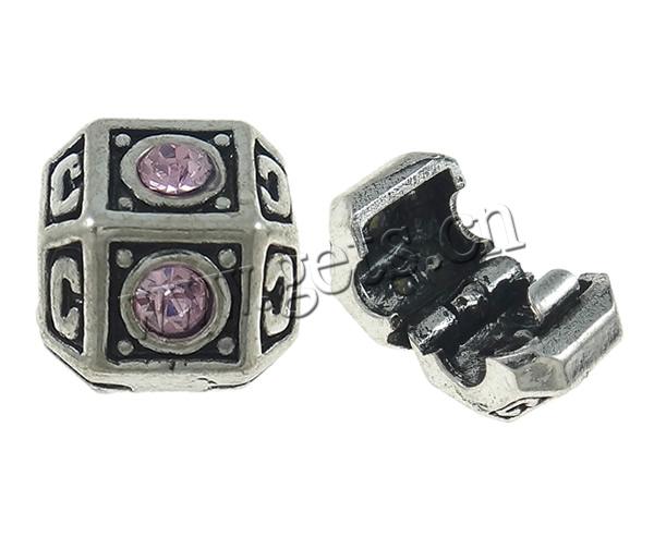 Zinc Alloy European Clip, Drum, plated, Customized & with rhinestone, more colors for choice, 12x10mm, Hole:Approx 4.5mm, Sold By PC