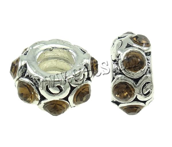Rhinestone Zinc Alloy European Beads, Rondelle, plated, Customized & without troll, more colors for choice, 12x6mm, Hole:Approx 4mm, Sold By PC