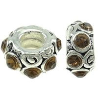 Rhinestone Zinc Alloy European Beads, Rondelle, plated, Customized & without troll Approx 4mm 