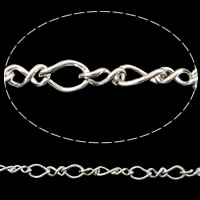 Figure 8 chaîne en Fer , avec bobine plastique, Placage de couleur argentée, chaîne forçat huit, sans plomb et cadmium Vendu par bobine