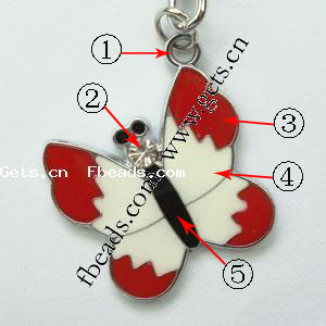 Zinc Alloy Enamel Pendants, Butterfly, plated, more colors for choice, 29x31x3mm, Sold By PC