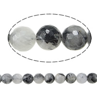 Rutilquarz Perlen, Rutilated Quarz, rund, natürlich, Weitere Größen für Wahl & facettierte, Bohrung:ca. 1.5mm, Länge:15 ZollInch, verkauft von Strang