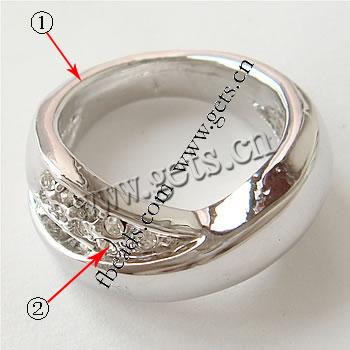 Rhinestone Zinc Alloy Finger Ring, plated, different size for choice & with rhinestone, more colors for choice, 10mm, Sold By PC