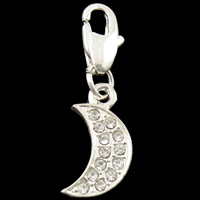 Zinc Alloy Lobster Clasp Charm, Moon, plated, Customized & with rhinestone Approx 