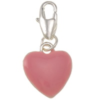 Zinc Alloy Lobster Clasp Charm, Heart, plated, enamel Approx 
