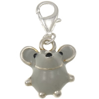 Zinc Alloy Lobster Clasp Charm, Mouse, plated, enamel Approx 4mm 