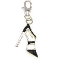 Zinc Alloy Lobster Clasp Charm, Shoes, silver color plated, enamel Approx 